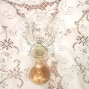 Fluted Homeco home interior pegged votive cup with solid brass candle st…